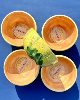 Lot de cinq bols en céramique « Melons »